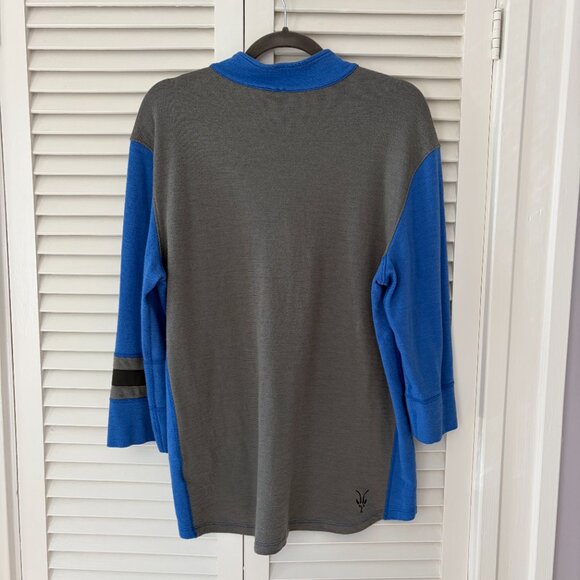 Ibex half-zip pullover top sweater shirt large merino wool grey blue cycling men - Picture 5 of 11